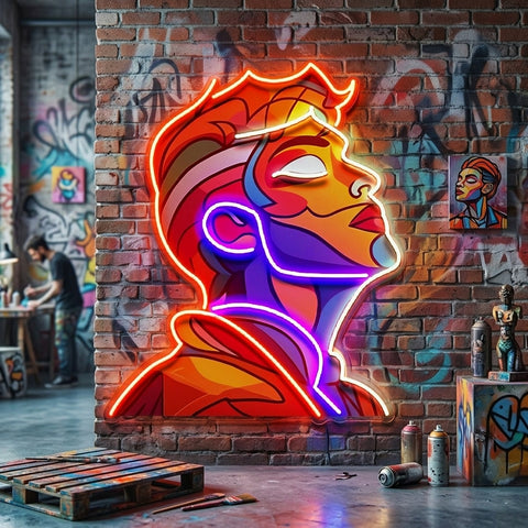 Looking Up High Colorful Portrait Abstract Art LED Neon Sign Light Pop Art