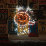 Love You A Latte Neon Sign Coffee Bar Decor Sign - VN03 - Customneonstudio