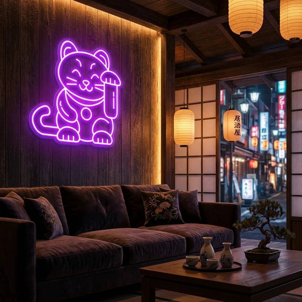 Lucky Cat Led Neon Sign Light