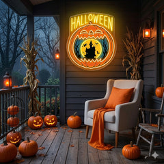 Halloween Pumpkin Neon Sign – Haunted House LED Wall Light for Spooky Party & Home Decor