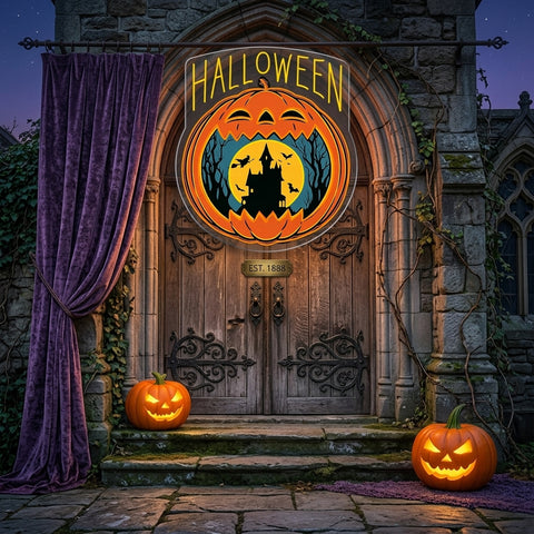 Halloween Pumpkin Neon Sign – Haunted House LED Wall Light for Spooky Party & Home Decor