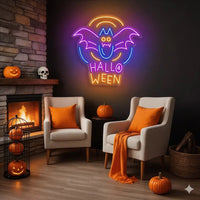 Halloween Bat Neon Sign – Fun Spooky LED Wall Light for Party & Haunted House Decor