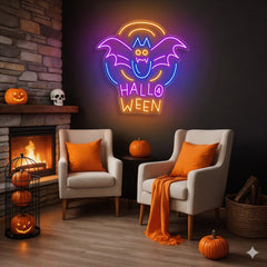Halloween Bat Neon Sign – Fun Spooky LED Wall Light for Party & Haunted House Decor