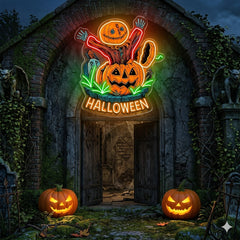 Halloween Pumpkin Scarecrow Neon Sign – Spooky LED Wall Light for Haunted House & Party Decor