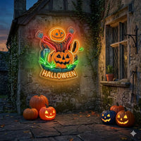 Halloween Pumpkin Scarecrow Neon Sign – Spooky LED Wall Light for Haunted House & Party Decor