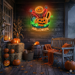 Halloween Pumpkin Scarecrow Neon Sign – Spooky LED Wall Light for Haunted House & Party Decor