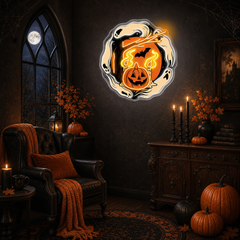 Halloween Ghost & Pumpkin Neon Sign – Spooky LED Wall Light for Haunted House & Party Decor