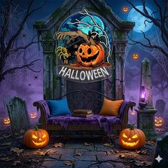 Creepy Pumpkin Hand Neon Sign – Halloween LED Wall Light for Haunted House & Party Decor