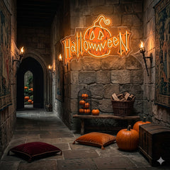 Halloween Pumpkin Neon Sign – LED Wall Light for Spooky Party & Haunted House Decor