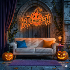 Halloween Pumpkin Neon Sign – LED Wall Light for Spooky Party & Haunted House Decor