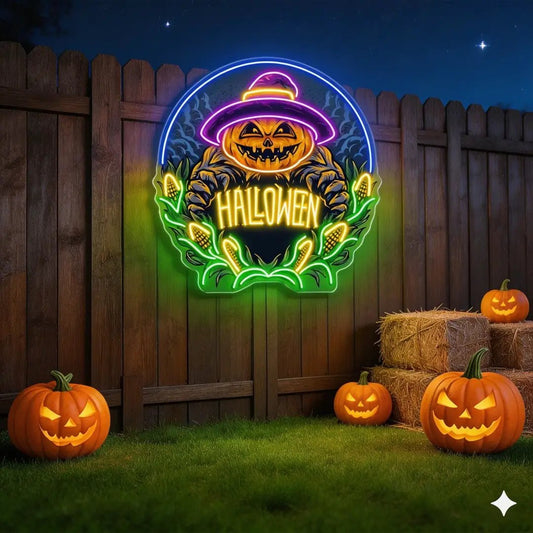Halloween Pumpkin Neon Sign – LED Wall Light for Spooky Farmhouse & Party Decor