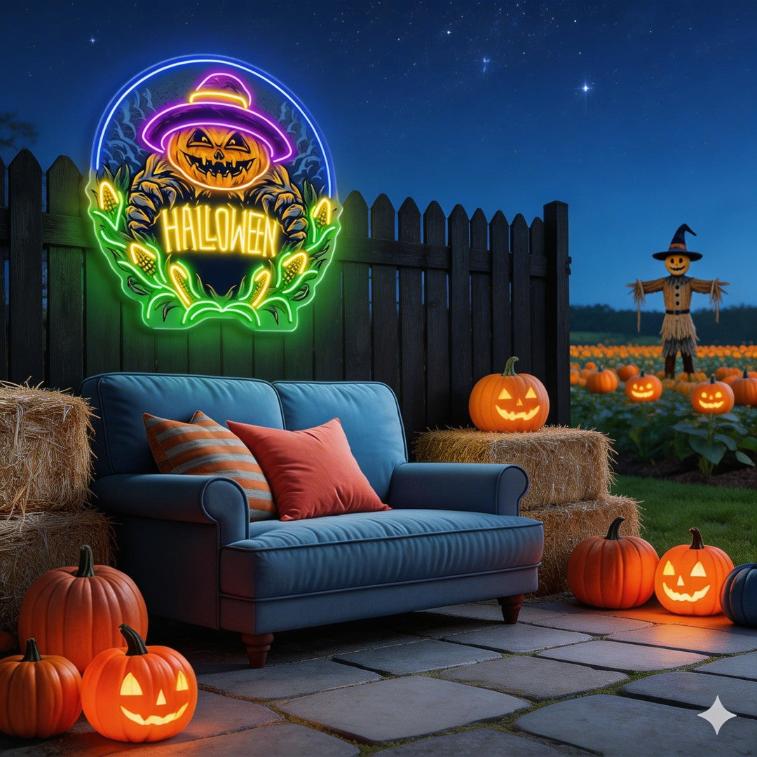 Halloween Pumpkin Neon Sign – LED Wall Light for Spooky Farmhouse & Party Decor