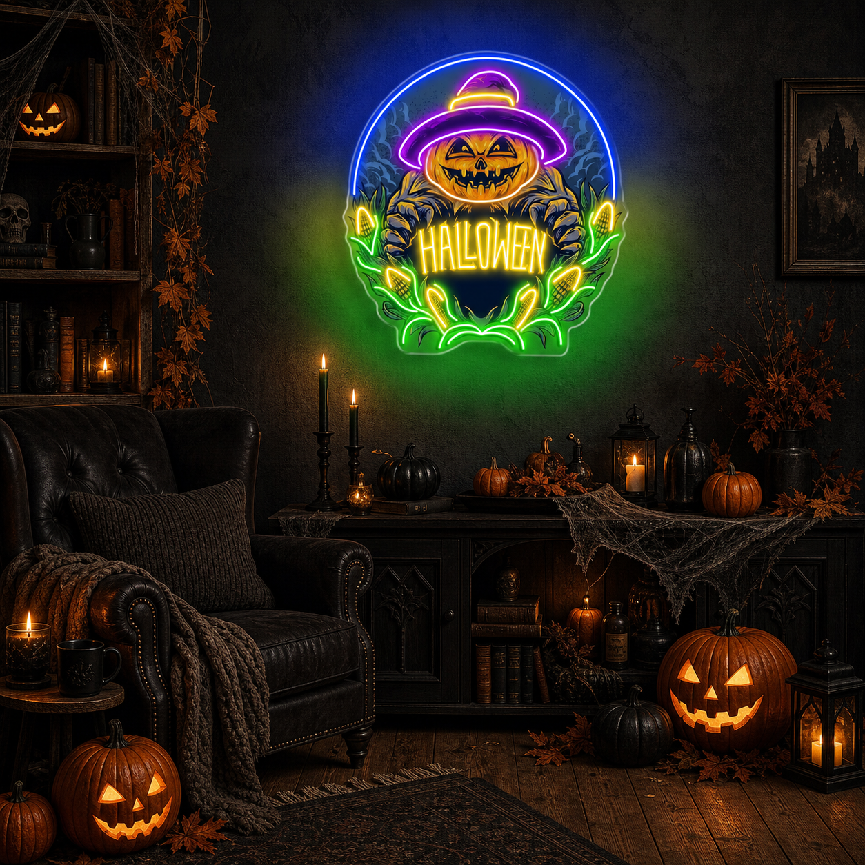 Halloween Pumpkin Neon Sign – LED Wall Light for Spooky Farmhouse & Party Decor
