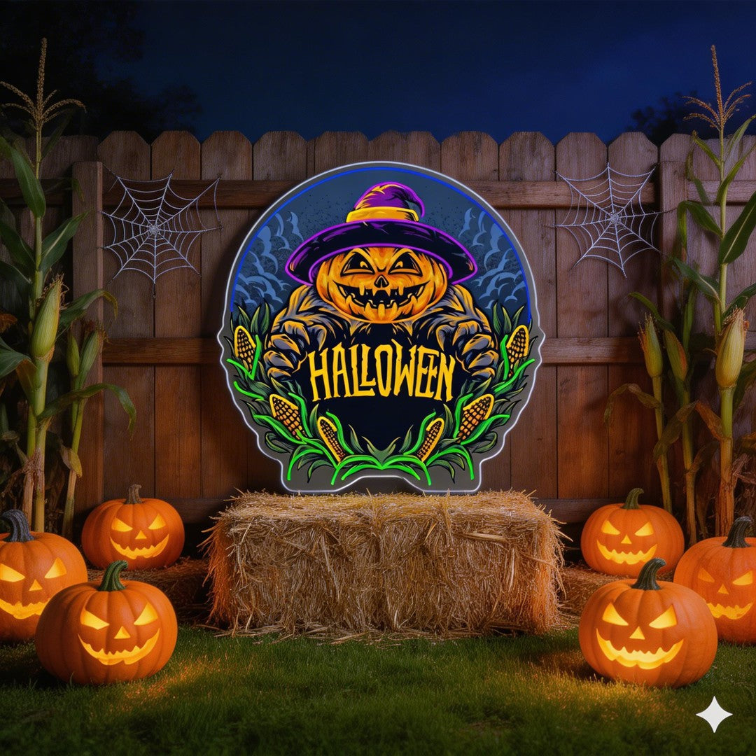 Halloween Pumpkin Neon Sign – LED Wall Light for Spooky Farmhouse & Party Decor