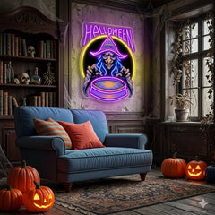 Halloween Witch Neon Sign – LED Wall Light for Haunted House & Party Decor