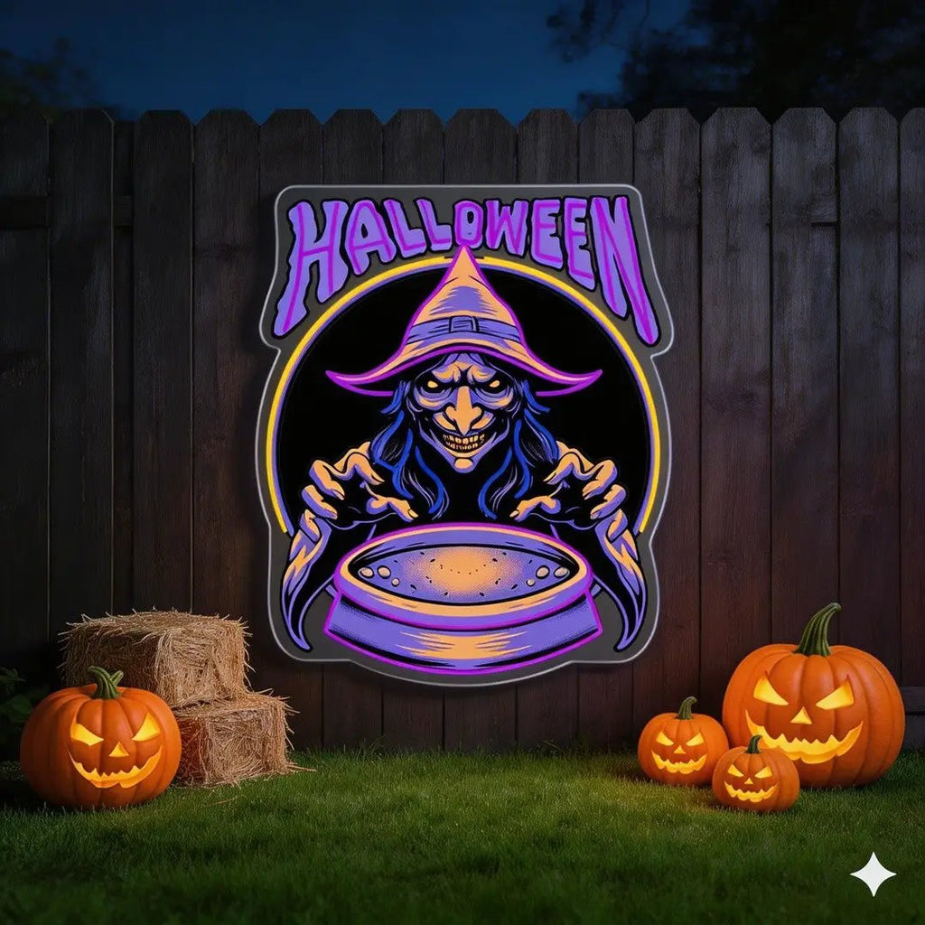 Halloween Witch Neon Sign – LED Wall Light for Haunted House & Party Decor
