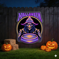 Halloween Witch Neon Sign – LED Wall Light for Haunted House & Party Decor