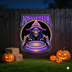 Halloween Witch Neon Sign – LED Wall Light for Haunted House & Party Decor