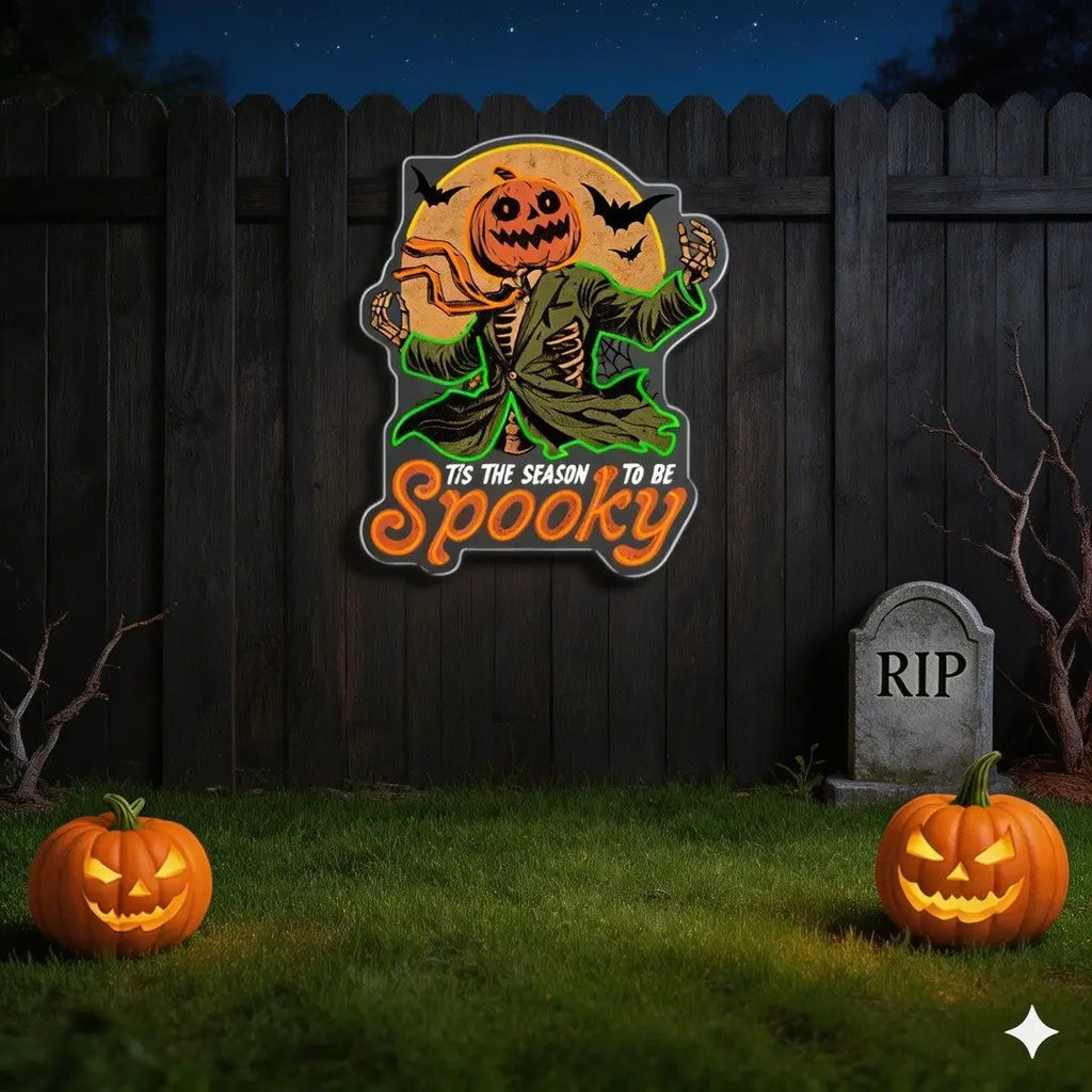 Spooky Pumpkin Head Neon Sign – Halloween LED Wall Light for Haunted Party & Home Décor
