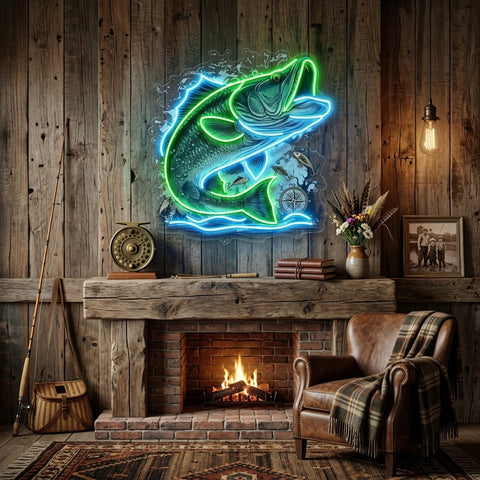 Magic Fishing Frame LED Neon Sign Light Pop Art