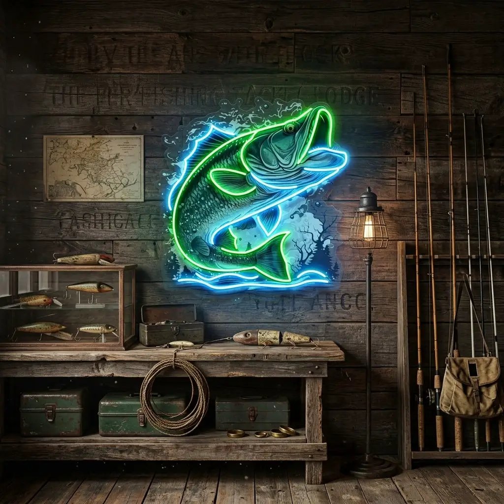 Magic Fishing Frame LED Neon Sign Light Pop Art