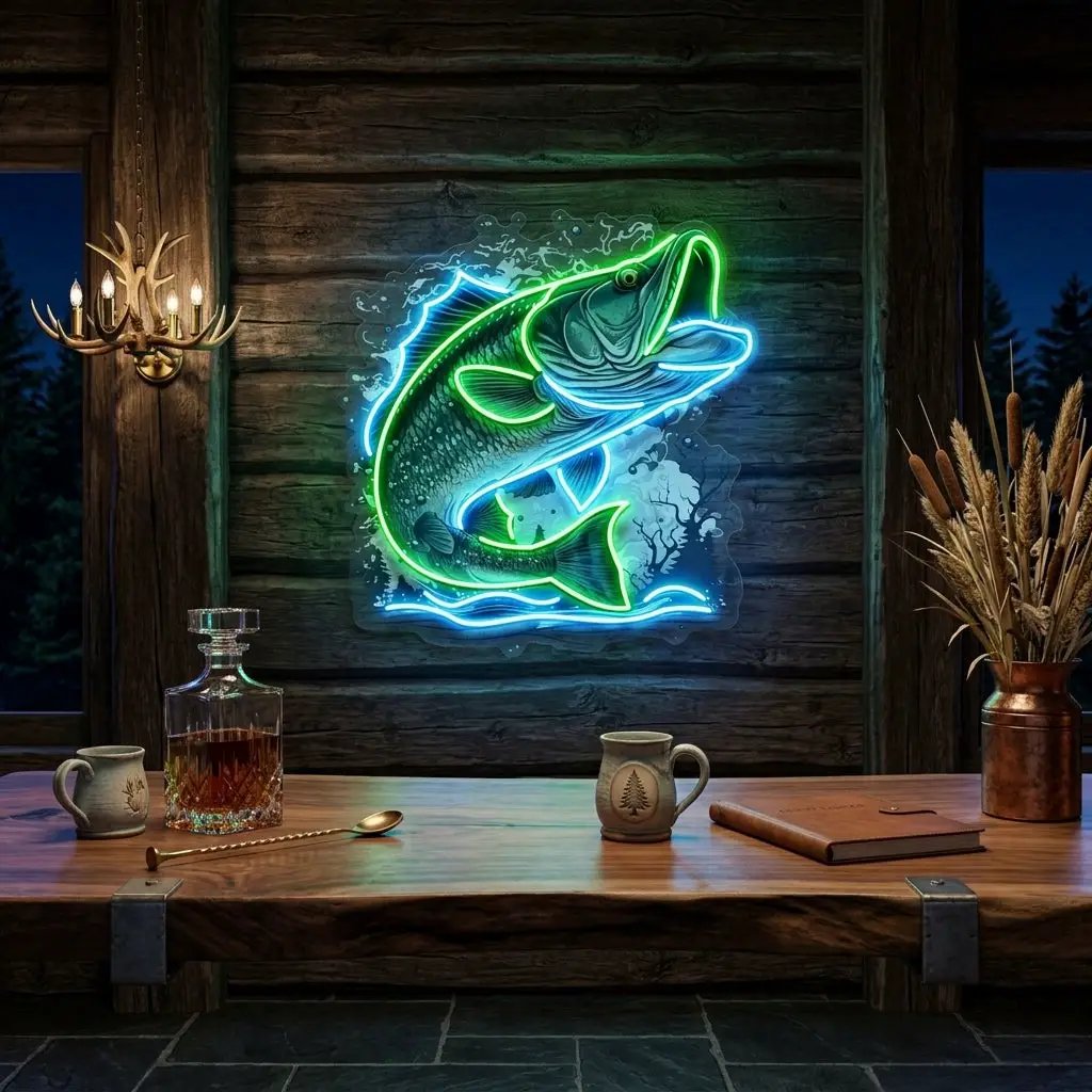 Magic Fishing Frame LED Neon Sign Light Pop Art