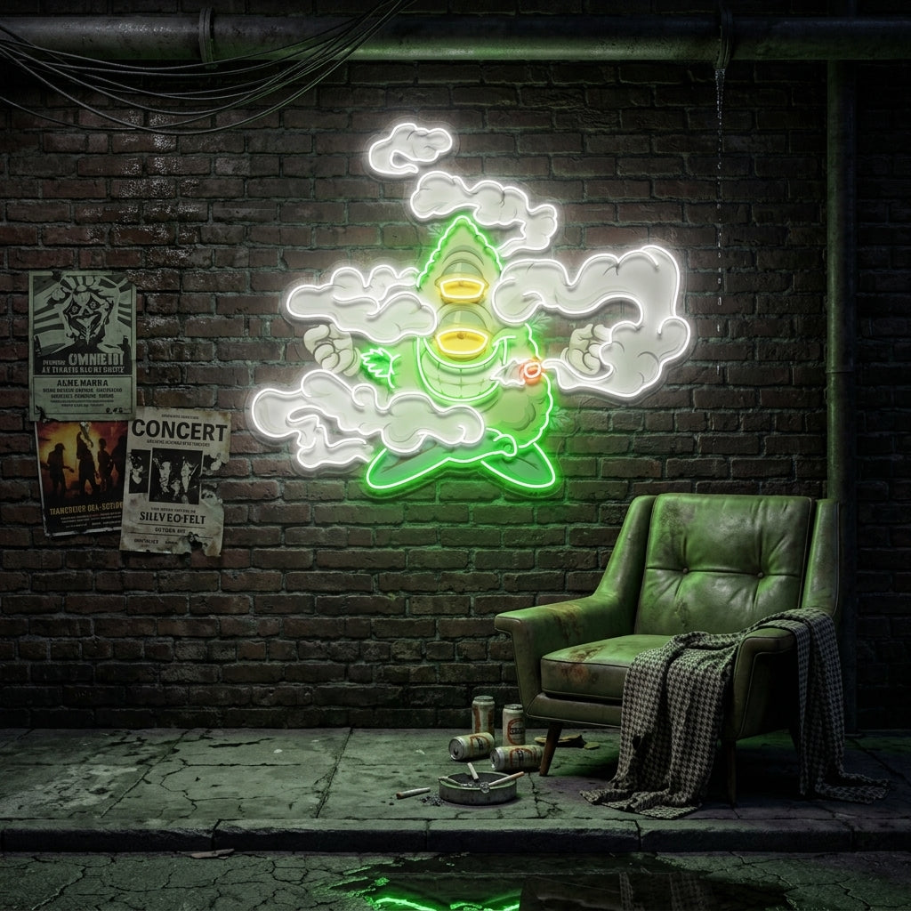 Marijuana Bud Cartoon Artwork Led Neon Sign Light