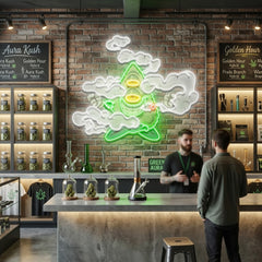 Marijuana Bud Cartoon Artwork Led Neon Sign Light
