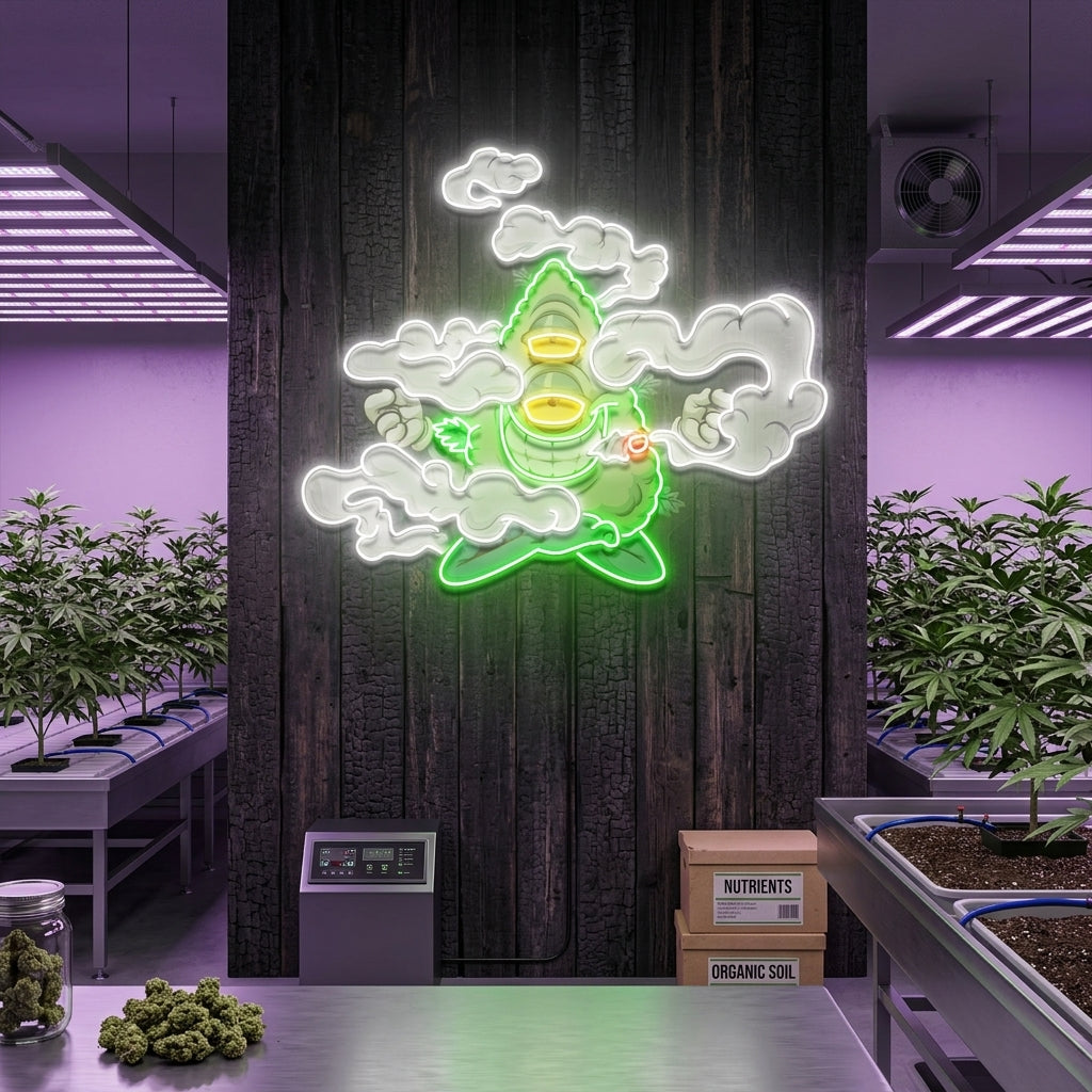 Marijuana Bud Cartoon Artwork Led Neon Sign Light