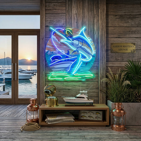 Marlin Sea Fishing LED Neon Sign Light Pop Art