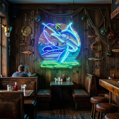 Marlin Sea Fishing LED Neon Sign Light Pop Art