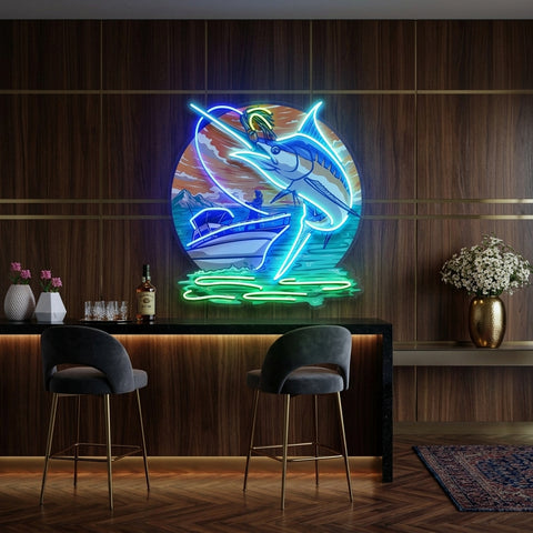 Marlin Sea Fishing LED Neon Sign Light Pop Art