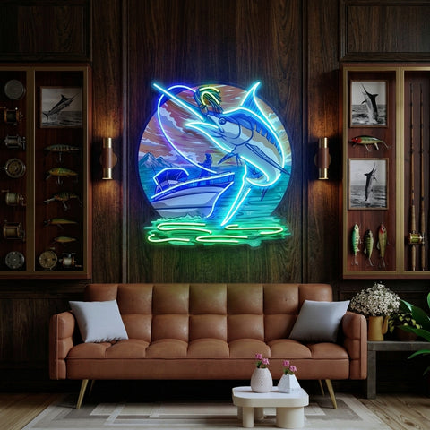 Marlin Sea Fishing LED Neon Sign Light Pop Art