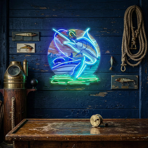 Marlin Sea Fishing LED Neon Sign Light Pop Art