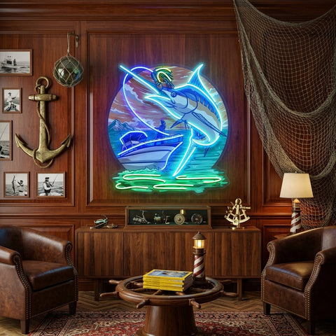 Marlin Sea Fishing LED Neon Sign Light Pop Art