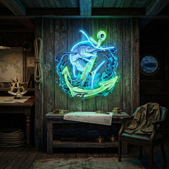 Marlin Fish with Anchor LED Neon Sign Light Pop Art