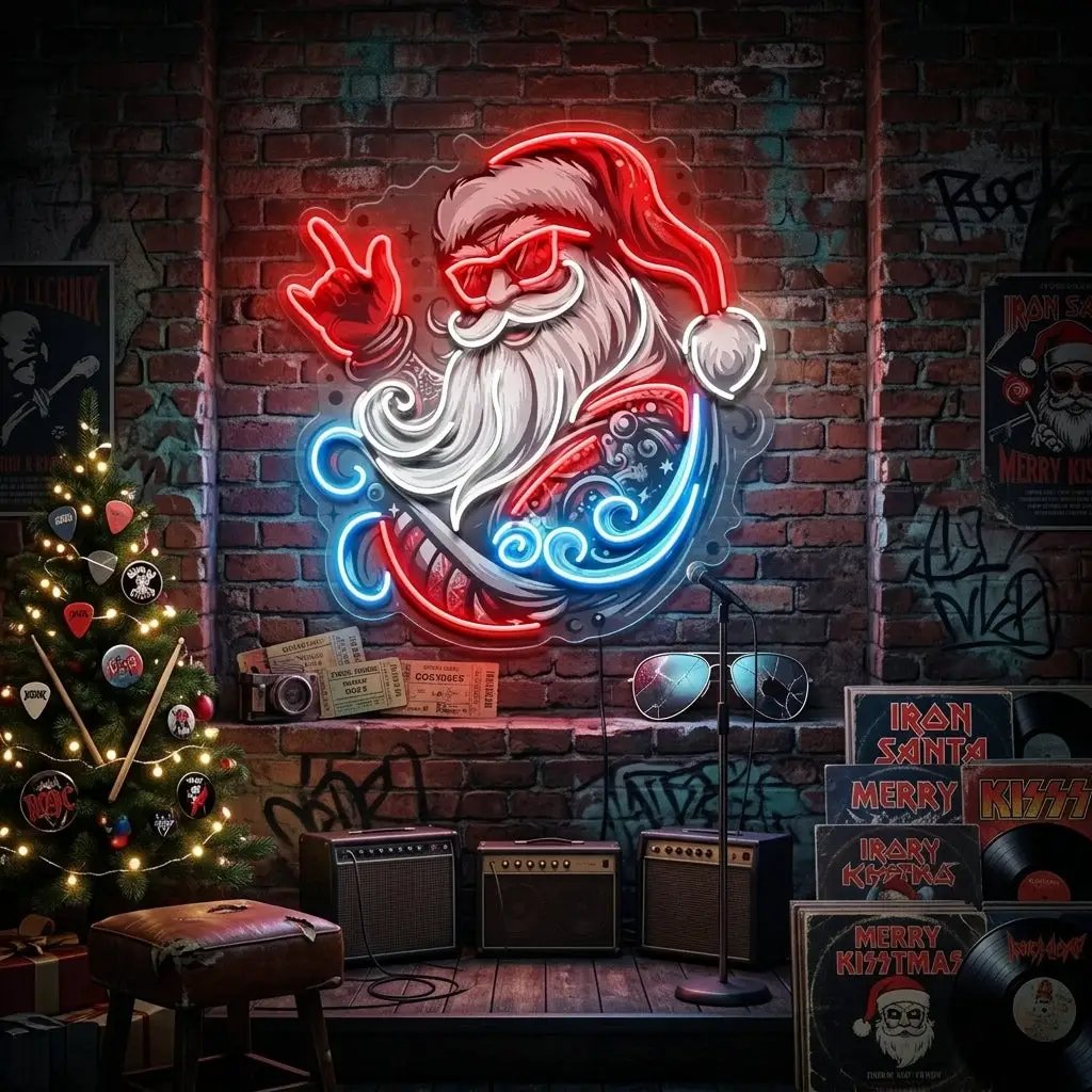 Mecha Santa Rock LED Neon Sign Light Pop Art