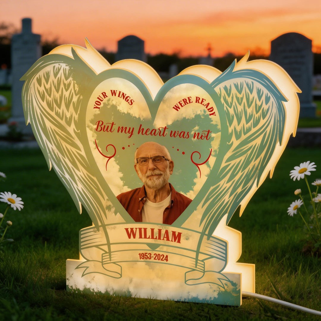 Memorial Night Light Your Wings Were Ready - Personalized Photo Light Box