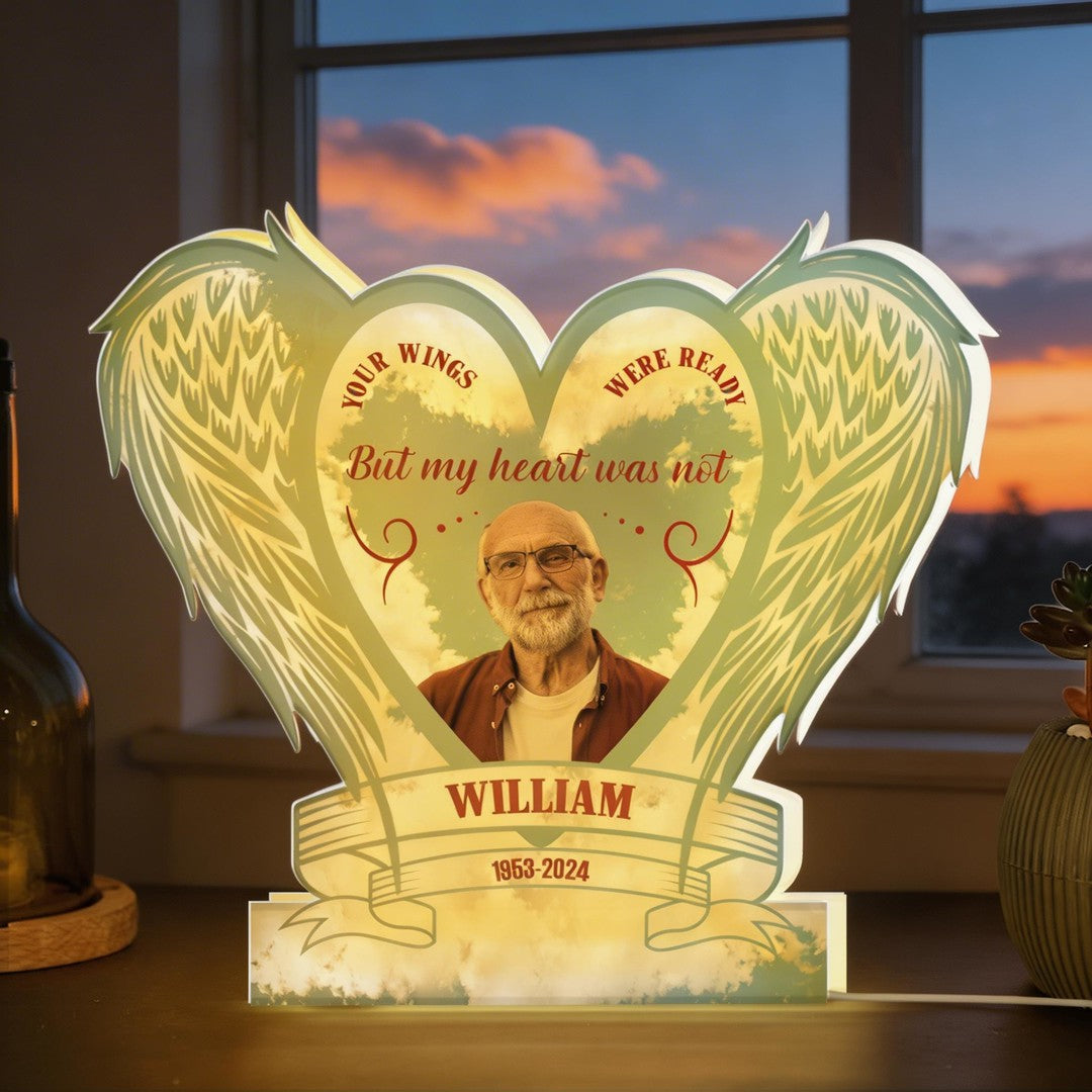 Memorial Night Light Your Wings Were Ready - Personalized Photo Light Box