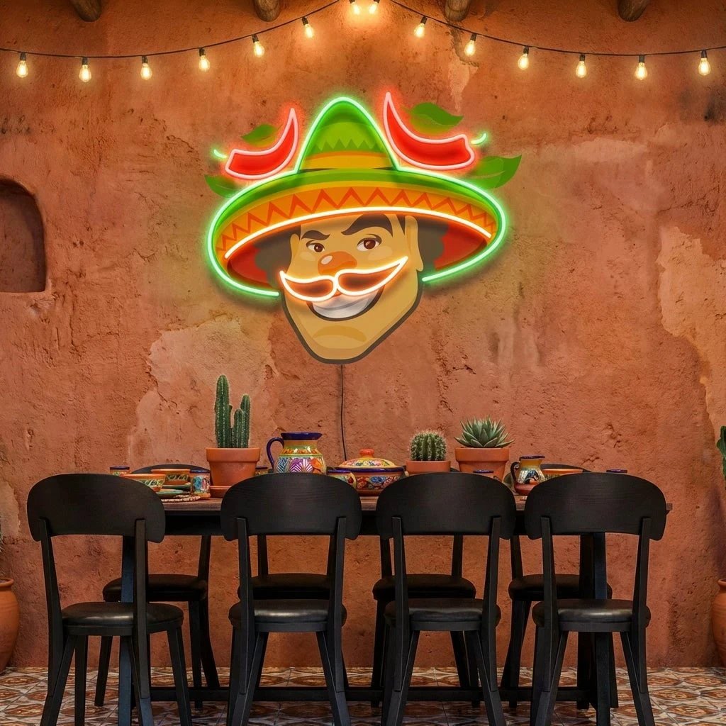 Mexican Man Logo Royalty Artwork Led Neon Sign Light