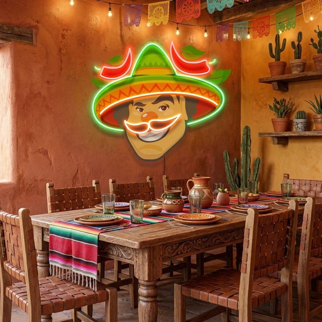Mexican Man Logo Royalty Artwork Led Neon Sign Light