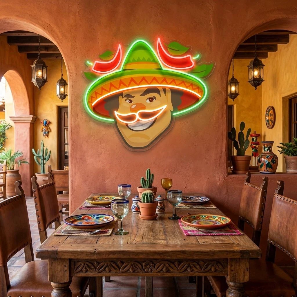 Mexican Man Logo Royalty Artwork Led Neon Sign Light