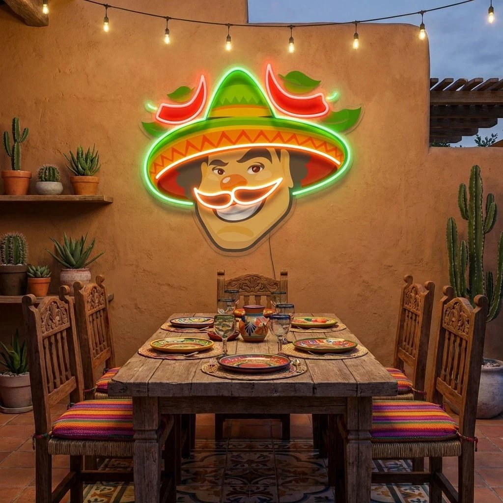 Mexican Man Logo Royalty Artwork Led Neon Sign Light