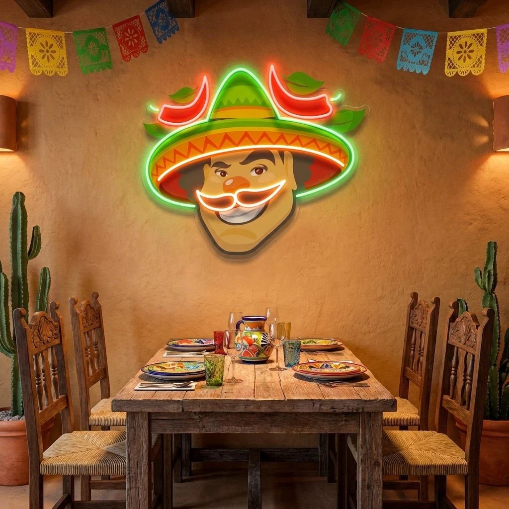 Mexican Man Logo Royalty Artwork Led Neon Sign Light