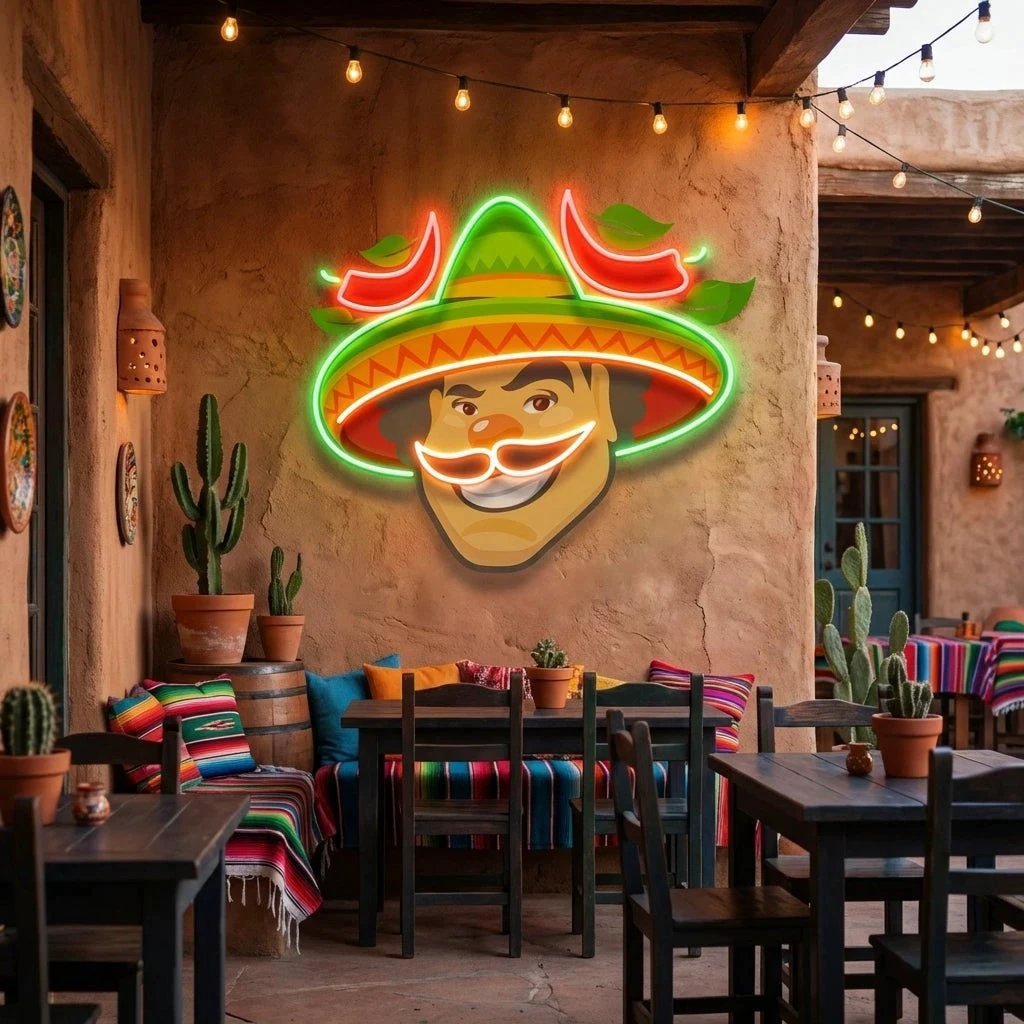 Mexican Man Logo Royalty Artwork Led Neon Sign Light