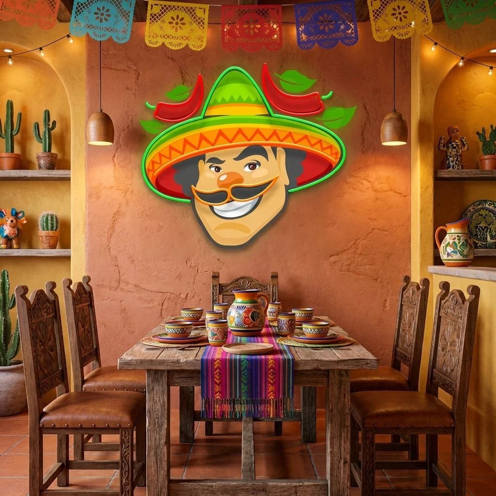 Mexican Man Logo Royalty Artwork Led Neon Sign Light