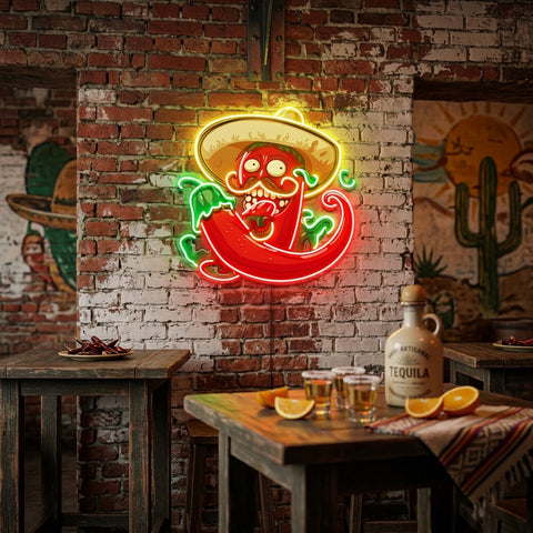 Mexico Red Hot Chili Peppe LED Neon Sign Light Pop Art