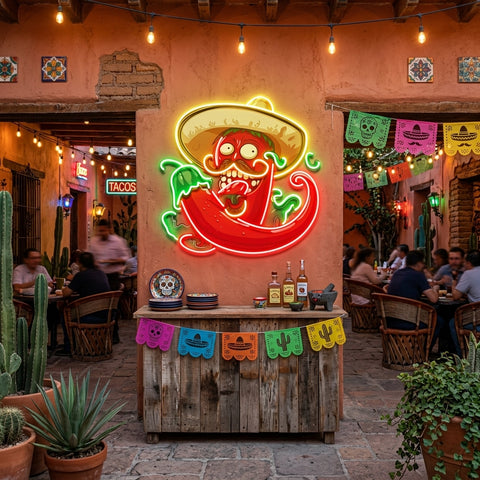 Mexico Red Hot Chili Peppe LED Neon Sign Light Pop Art