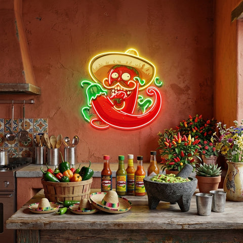 Mexico Red Hot Chili Peppe LED Neon Sign Light Pop Art