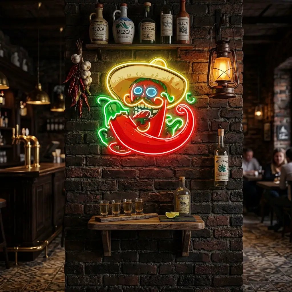 Mexico Red Hot Chili Peppe LED Neon Sign Light Pop Art
